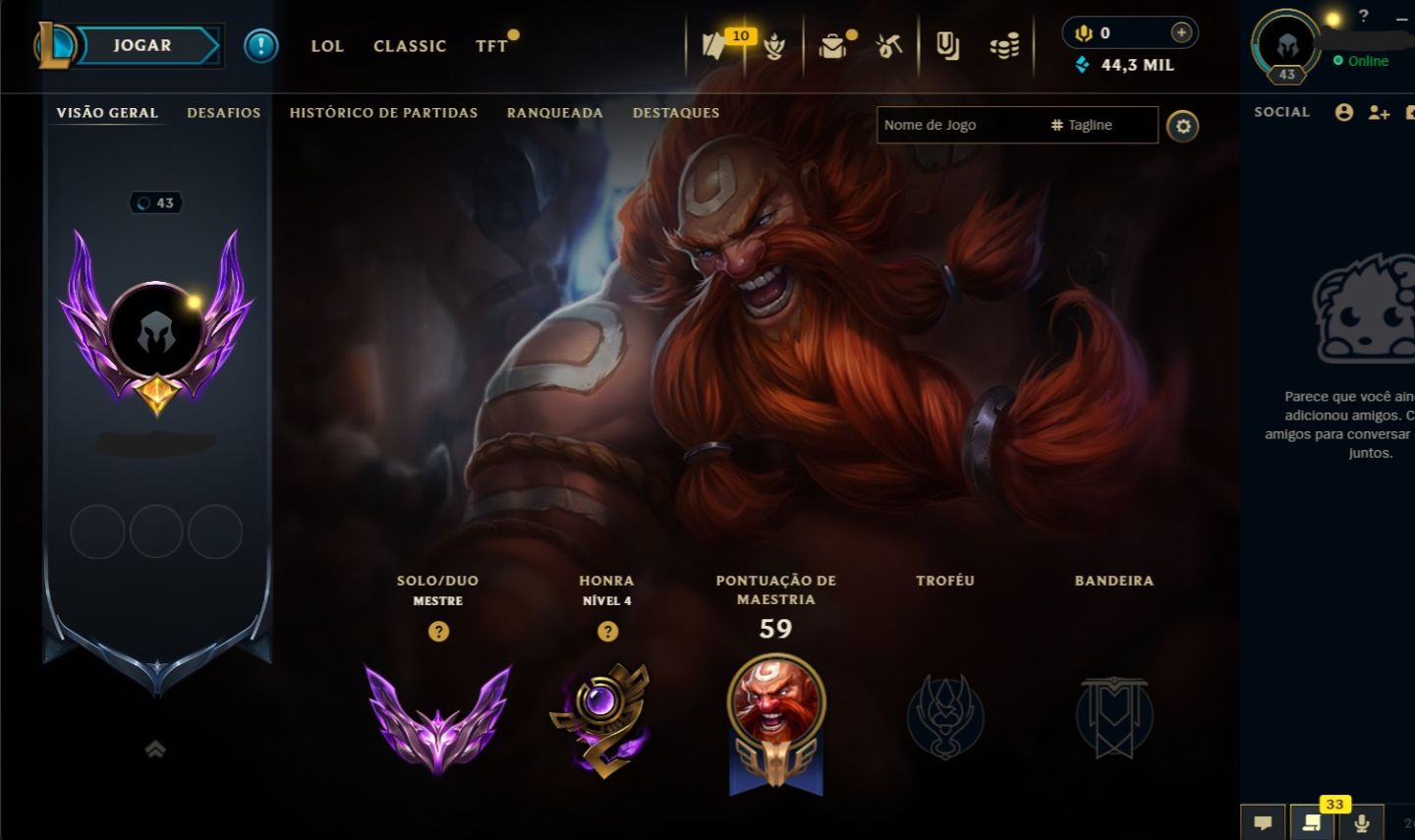 Conta Mestre 80% de WINRATE Troca de Nick Disponível + Mt Espólios