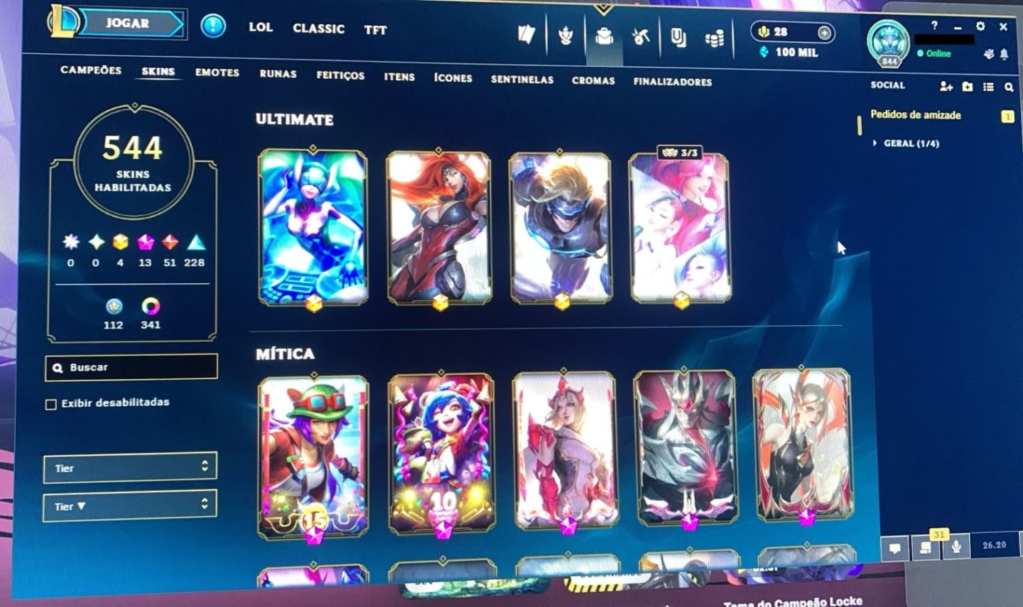 CONTA LOL 544 SKINS + VALORANT | CONTA 2015 | LV 844 | BR