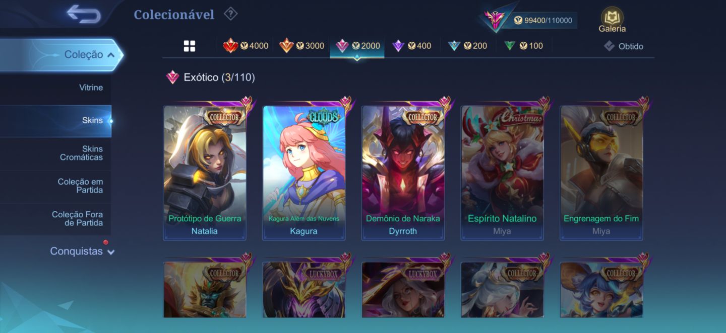 Conta Móbile Legends full heróis / emblemas e com várias skins