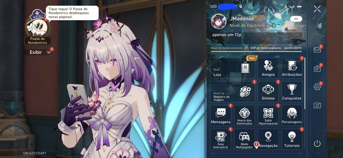 Conta de Honkai com vários T5