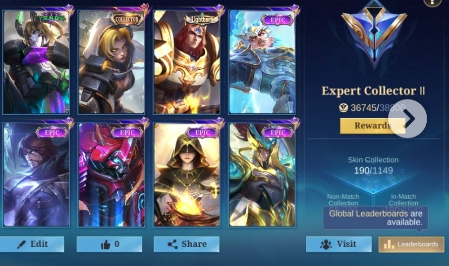 Conta mobile legends 190 skins