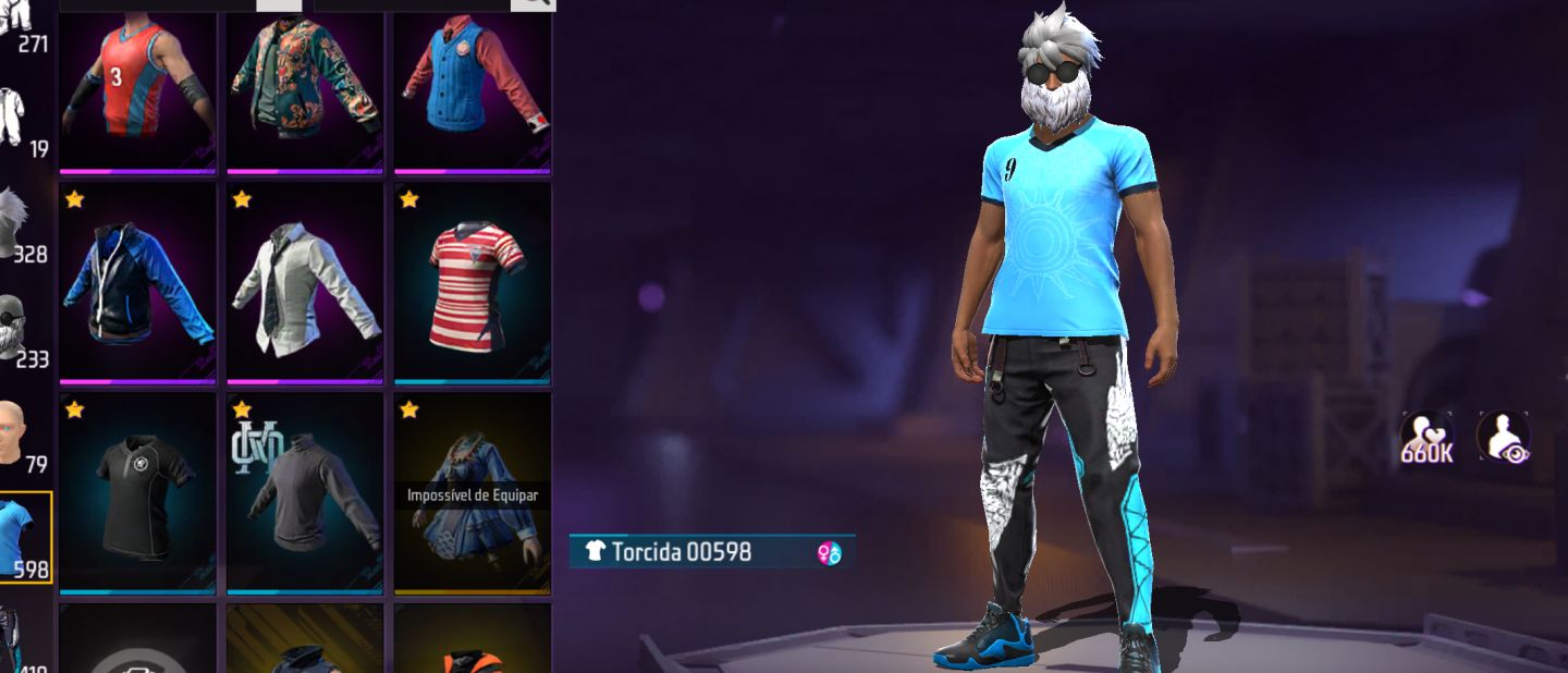 Conta de fre fre com várias skins de armas atribuídas