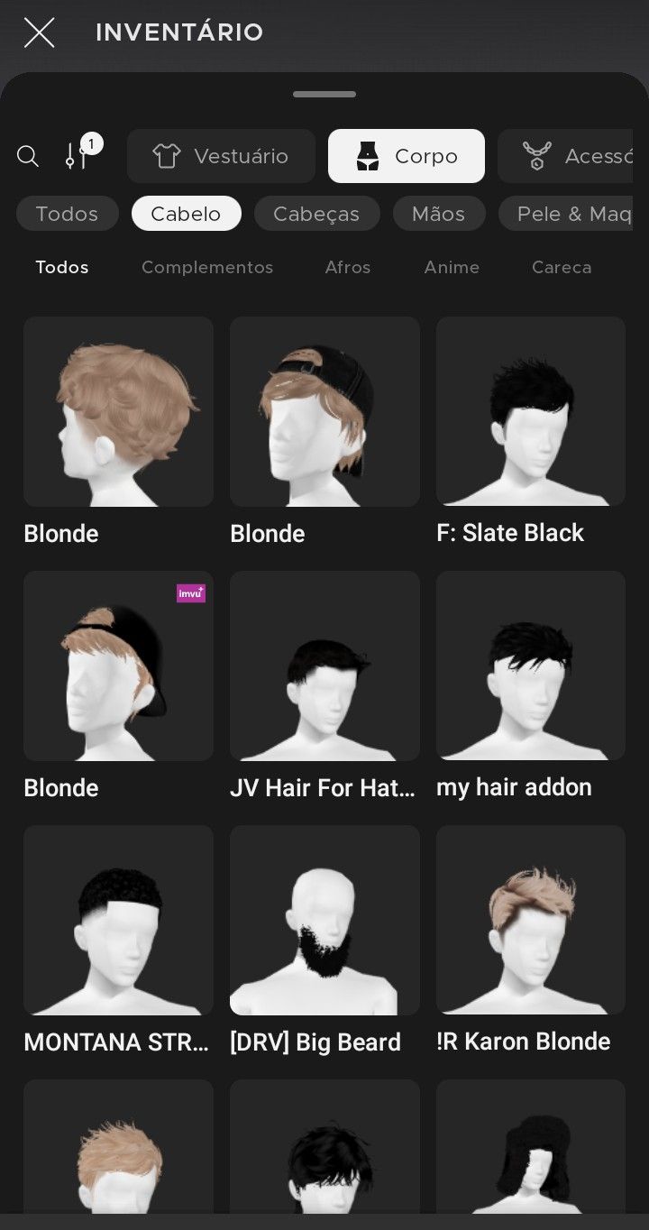 CONTA DO JOGO IMVU MASCULINA. POSSUI AP E AGE
