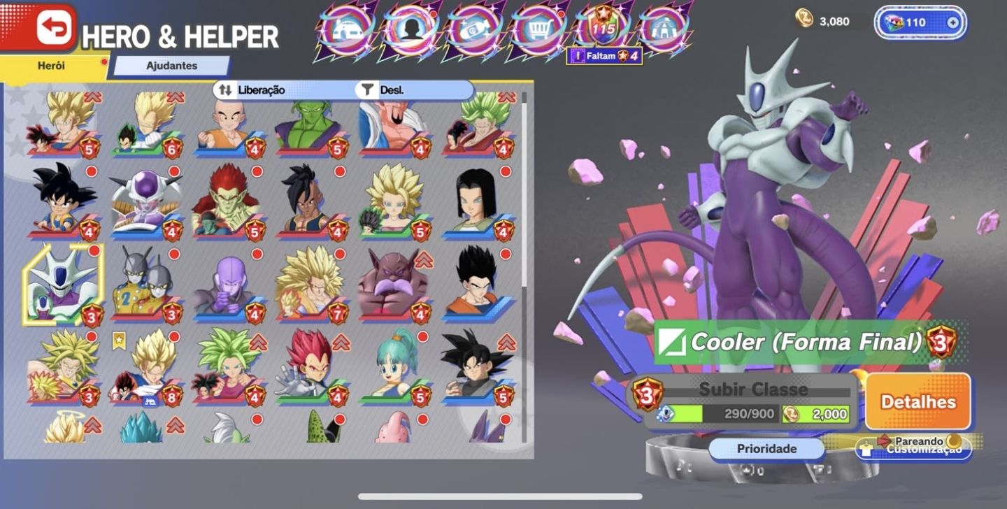 Conta dragon ball legends com vários legends e ultra + squadra de brinde