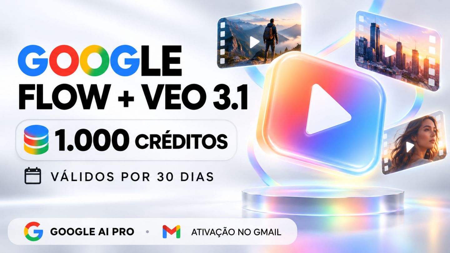 VEO 3.1 + GOOGLE FLOW + 1000 CRÉDITOS PARA CRIAR VÍDEOS IA + 30 DIAS | SEU GMAIL