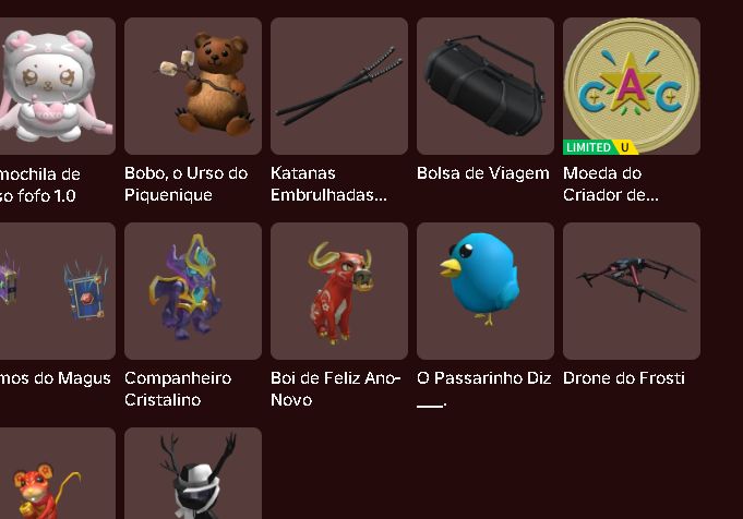 Conta de roblox com 10k de robux em skins