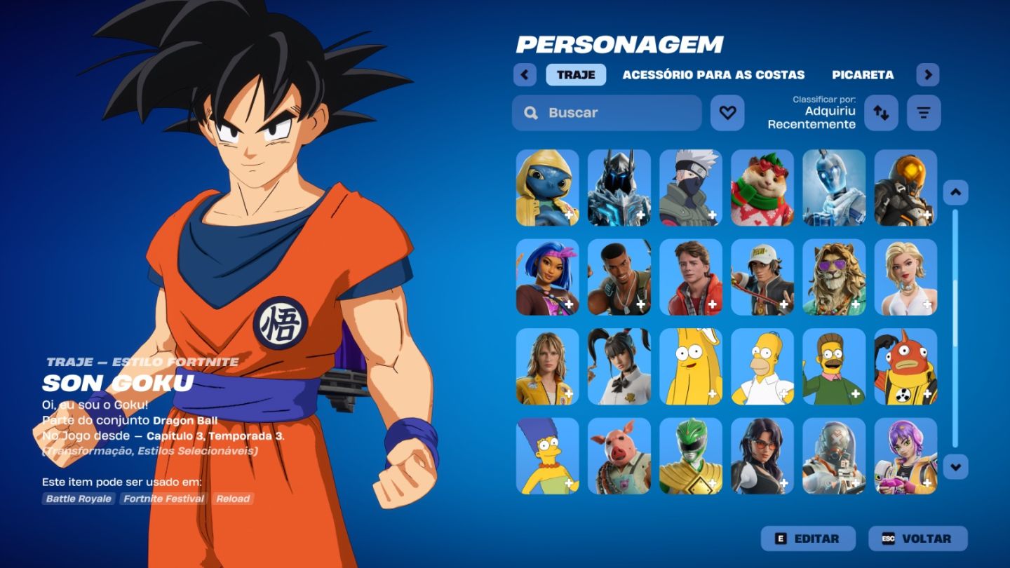 Conta de Fortnite com 93 Skins | Son Goku | Promoção!