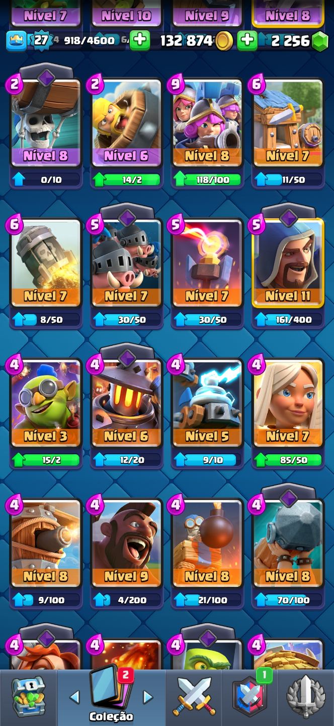 CONTA Clash royale arena 14 + 150k gold + 2k gema, torre nível 10