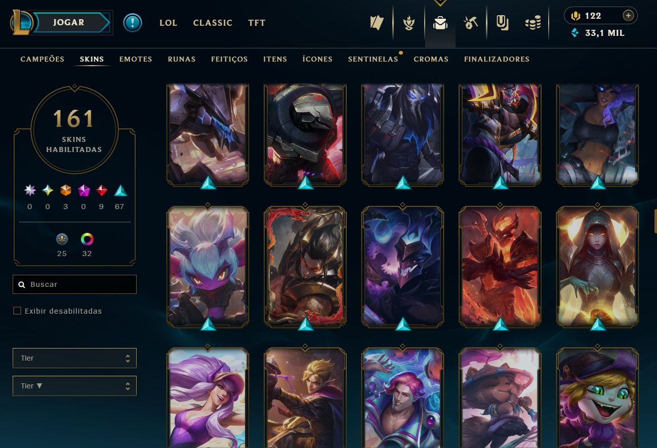 CONTA DE 2020 - 161 SKINS - LVL 259 - 123 CAMPEÕES - 33K DE EA - 32 CROMAS
