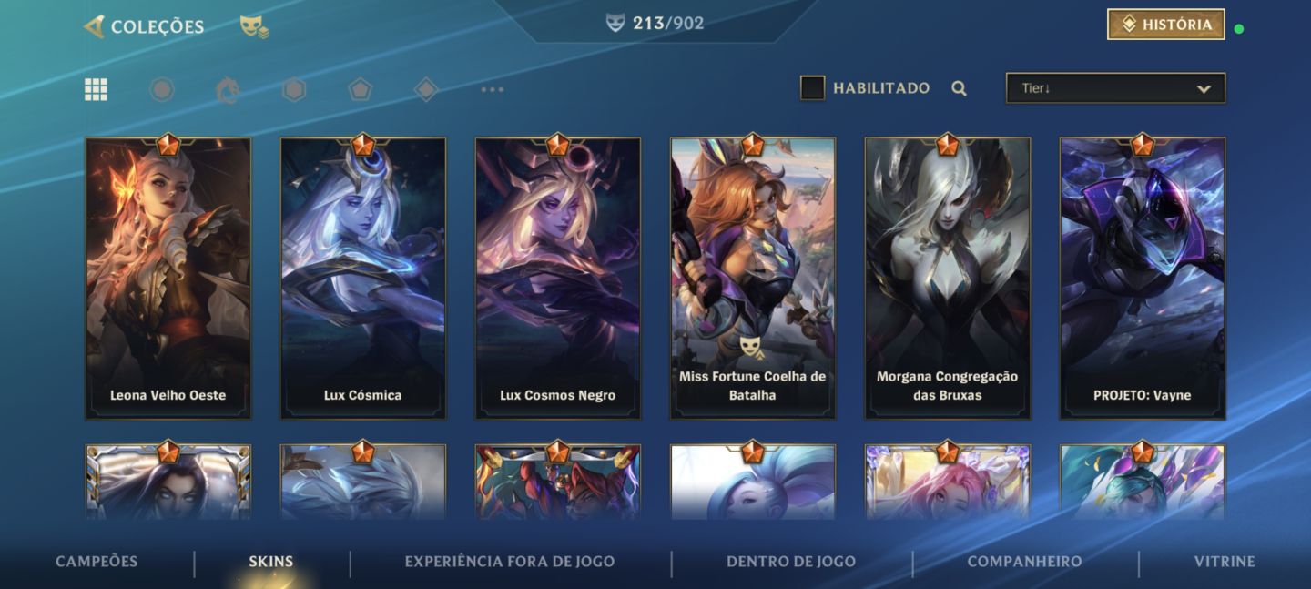 Conta Wild rift 900 essências laranjas, 213 skins