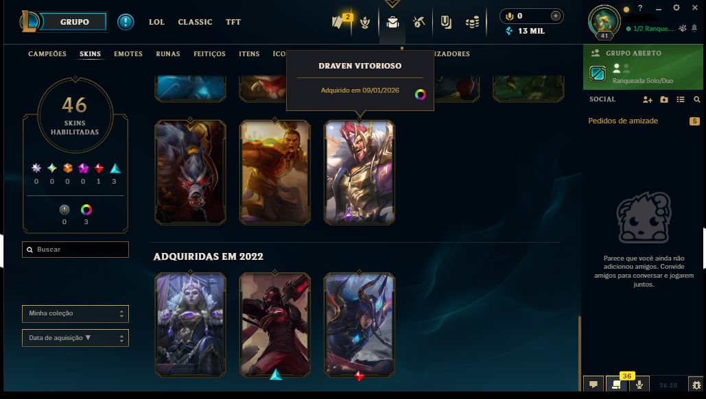 [Menor preço!!!] Conta platina IV lol