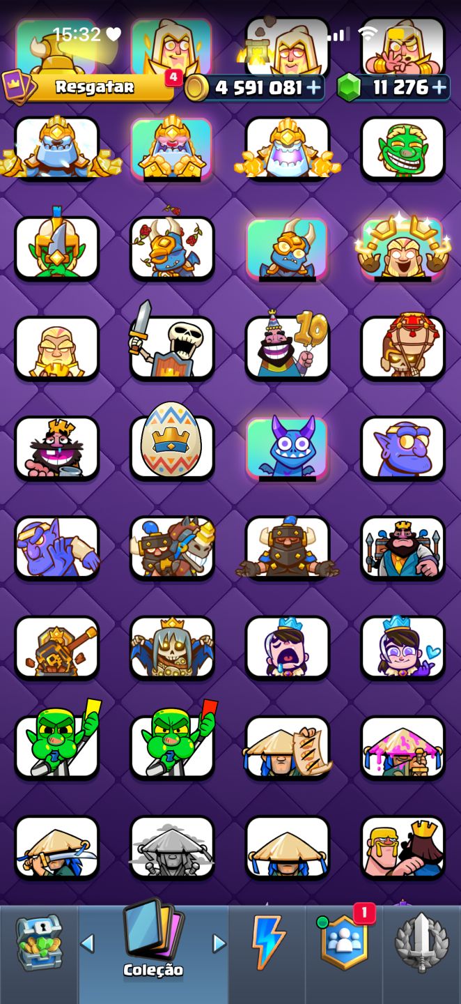 CONTA CLASH ROYALE FULL, 256+ EMOTES RARÍSSIMOS, 50 SKINS DE TORRE