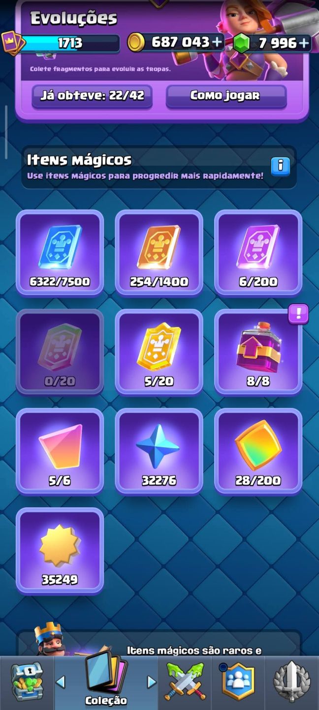 Conta de Clash royale de 9 anos super gemada com vários cartas level 16