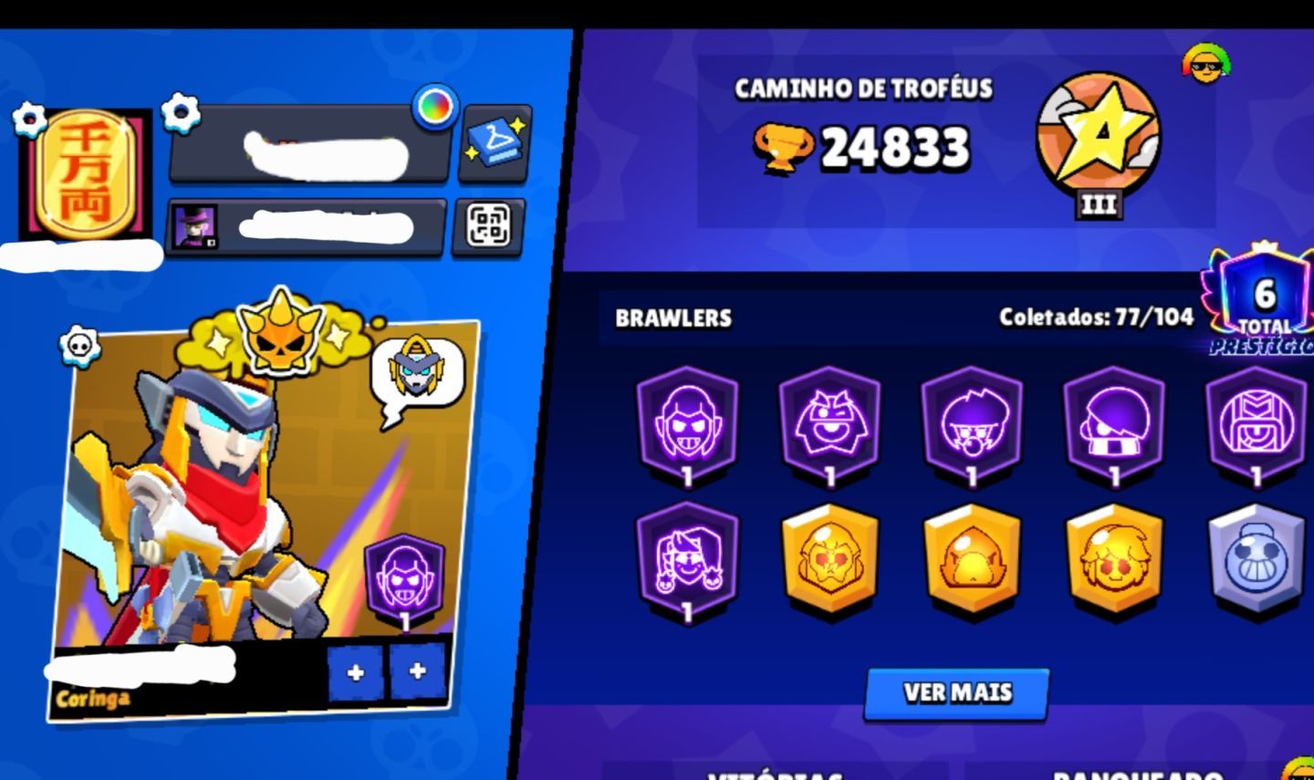 Conta Brawl, 24K troféus, diversas skin, 183 Gemas, 77 Brawlers + Brinde Secreto