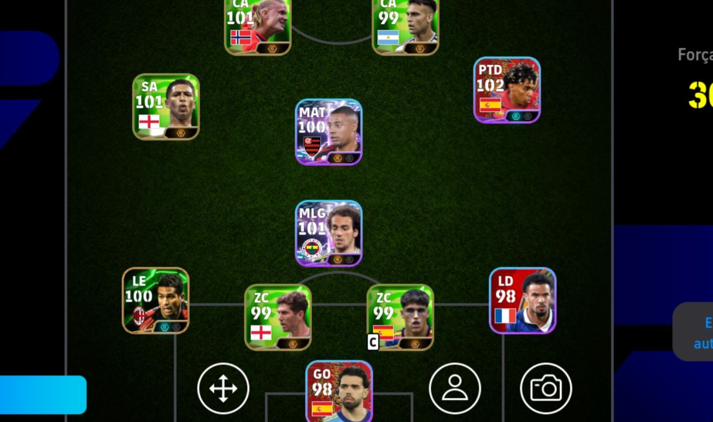 Conta eFootball 2026 | Força Coletiva 3068 | Haaland 101 + Lamine Yamal 102