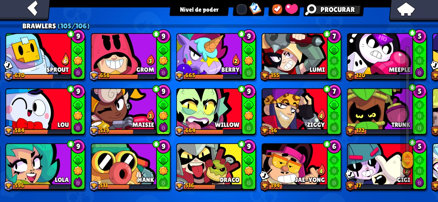 Conta de brawl stars 74000 troféus e de brinde uma conta de clash roye muito boa