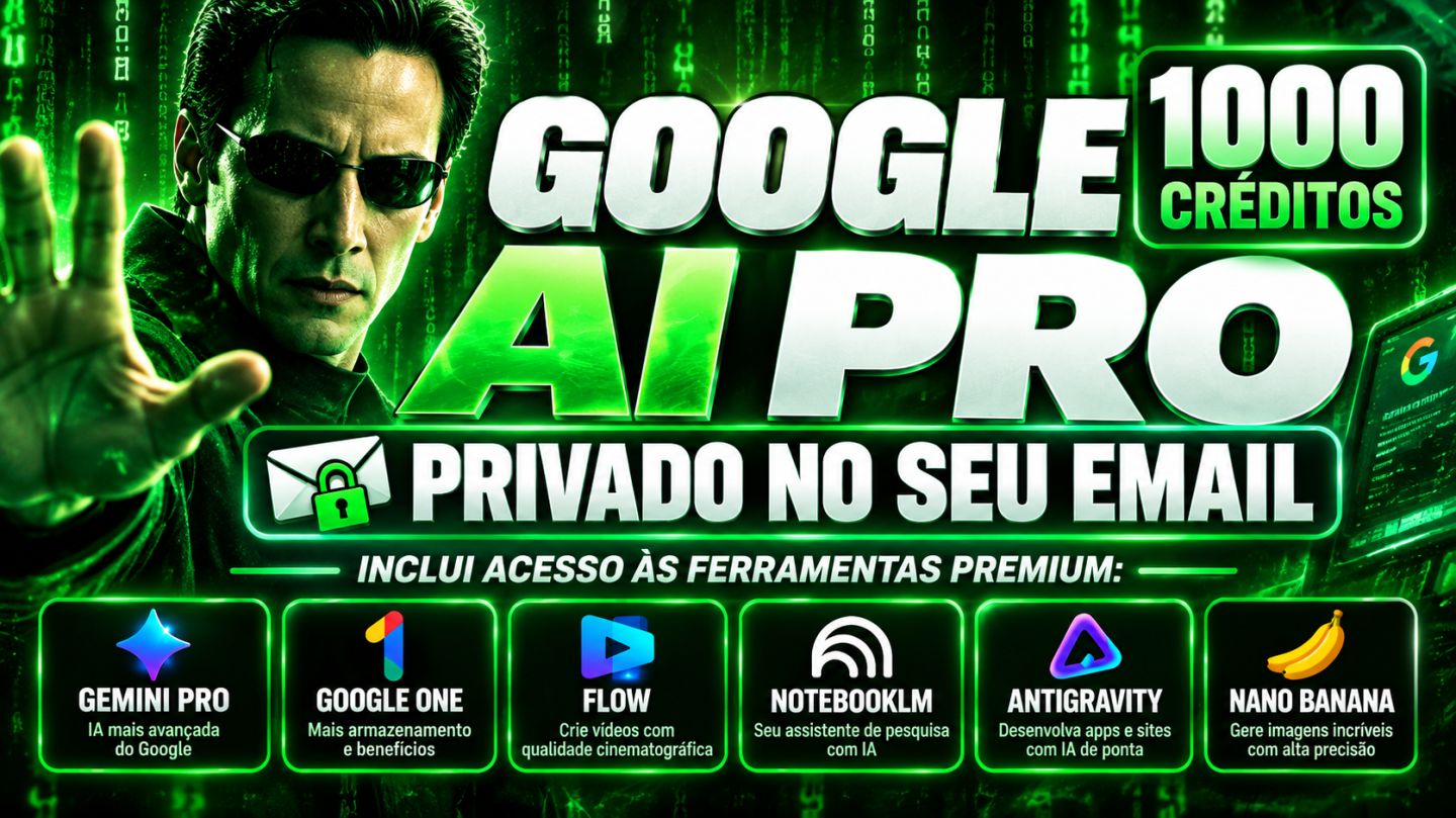 CONTA BARATA GEMINI PRO + GOOGLE ONE + NANO BANANA + VEO +5TB DRIVE + NOTEBOOKLM