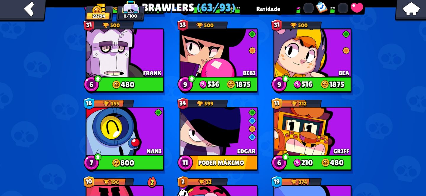 Conta antiga Brawl Stars com skins raras e colabs!!