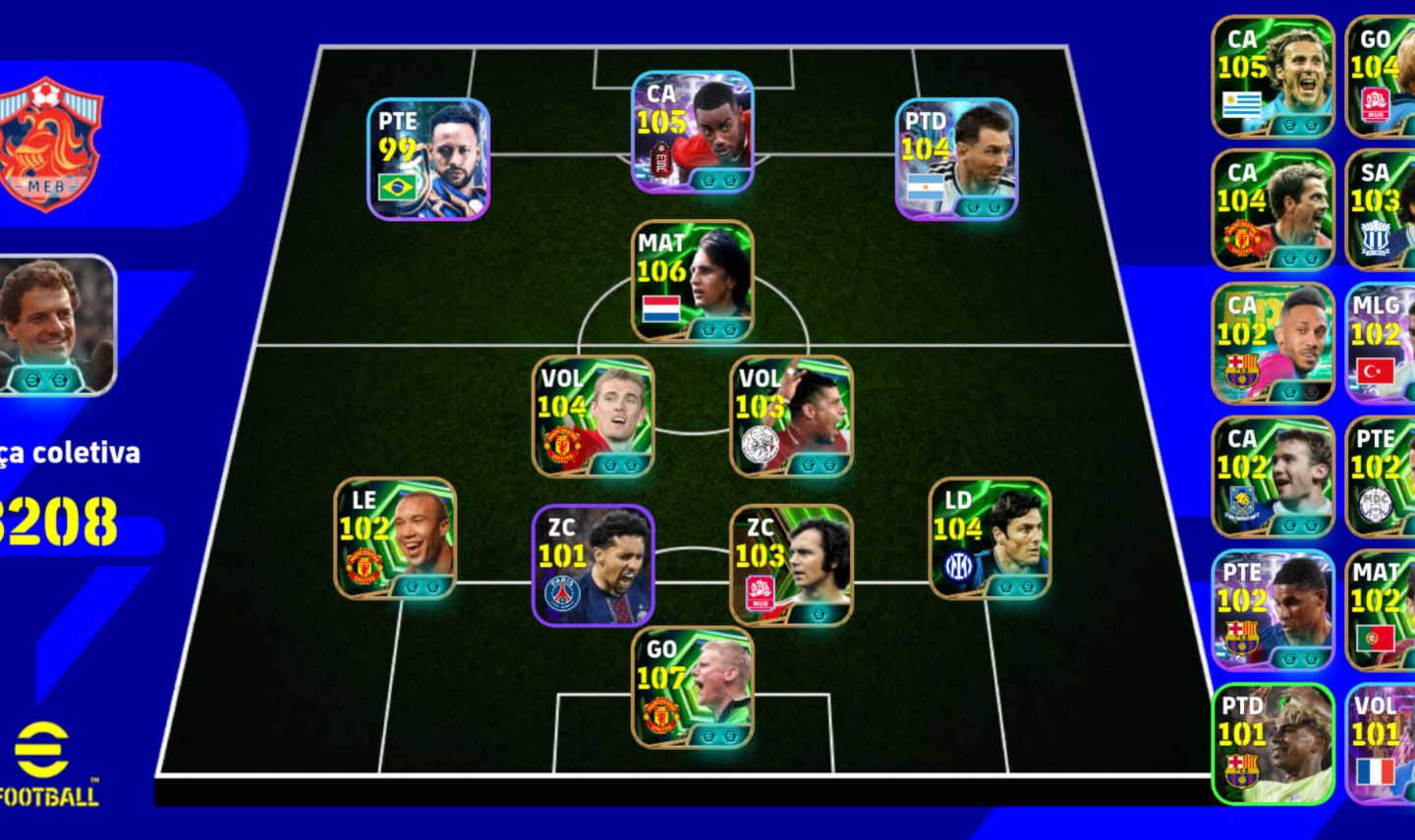 SCHMEICHEL 107 + CRUYFF 106 + FORLÁN 105 | FORÇA 3210 | CAPELLO + NEYMAR SANTOS