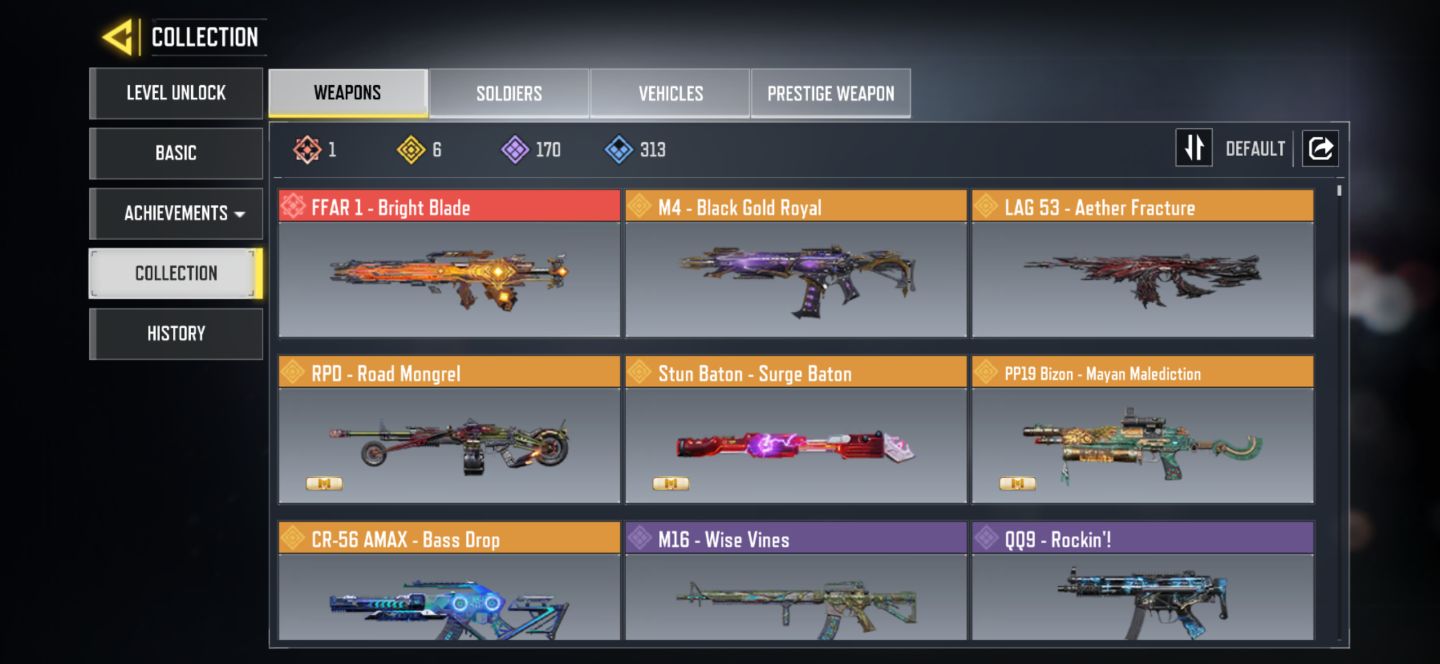 Conta móbile com skin lendária de arma e muito mais