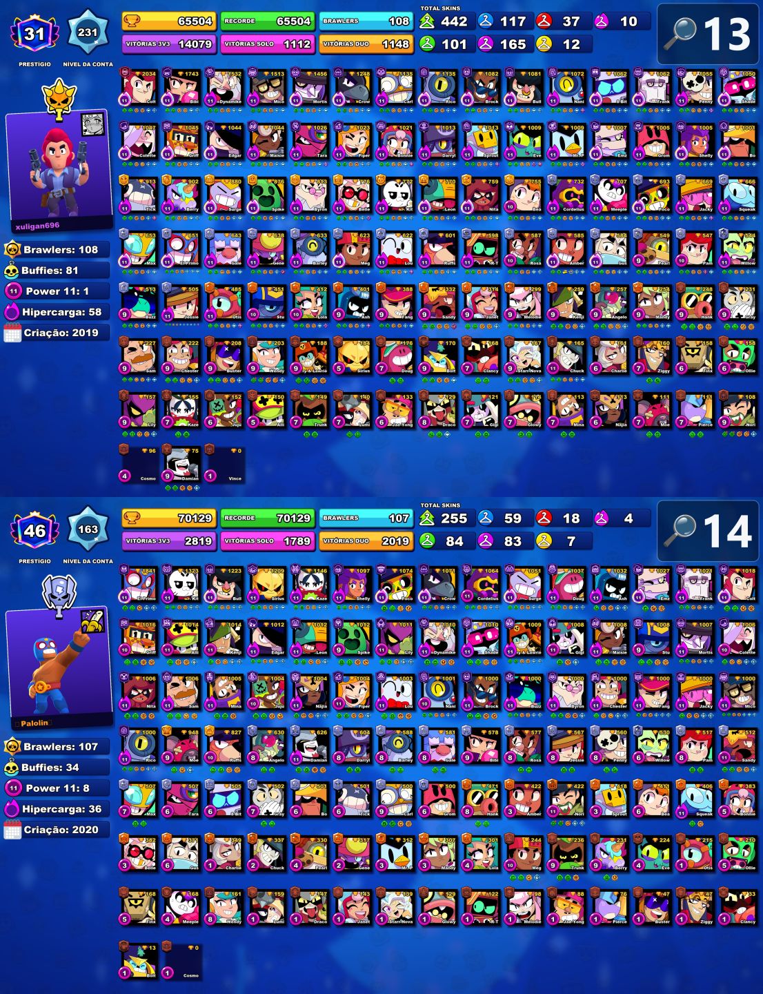 [SKINS RARAS] CONTA PROFISSIONAL BRAWL STARS - CONTAS FULL ACESSO PERMANENTE