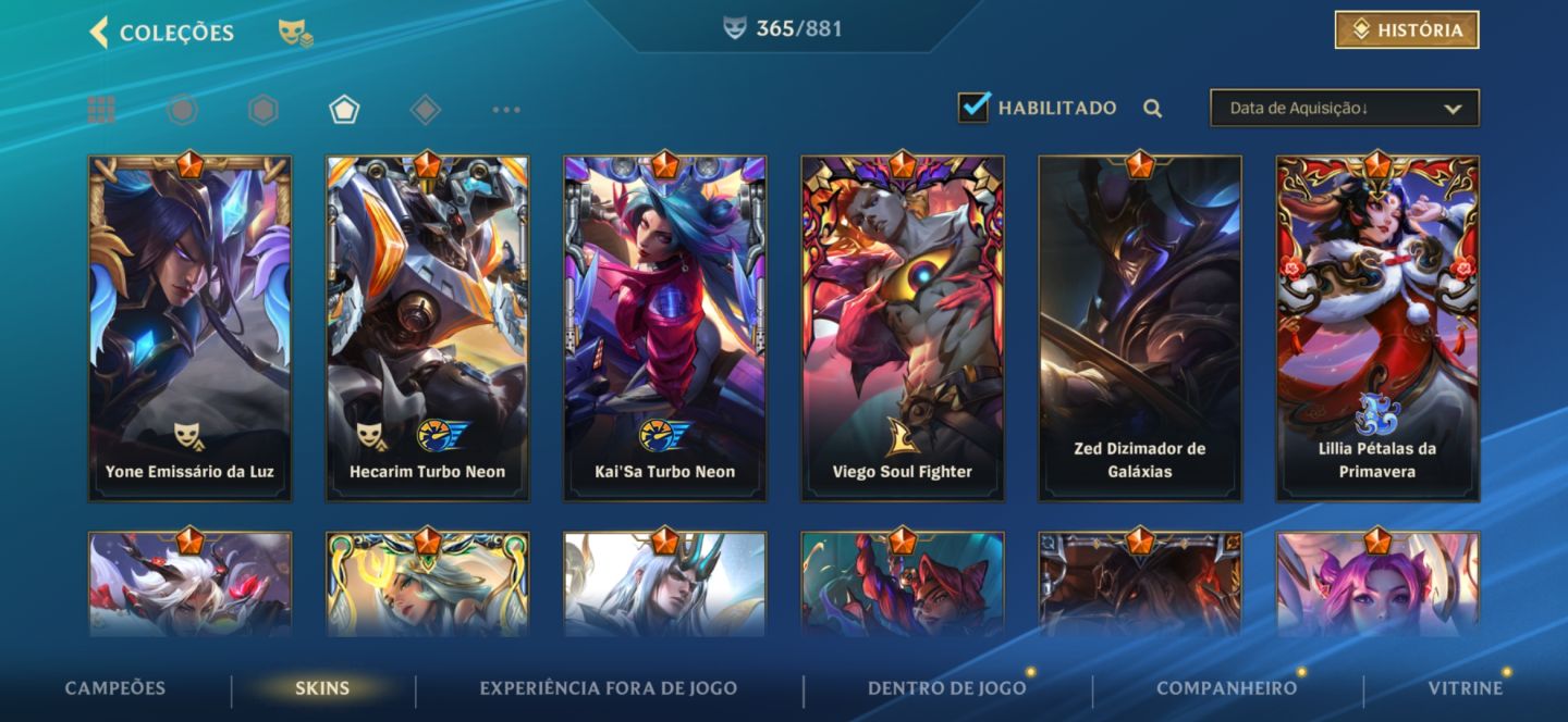 CONTA DE WILD RIFT EXTREMAMENTE COMPLETA 365 SKINS NA COLEÇÃO! | muitos gachas
