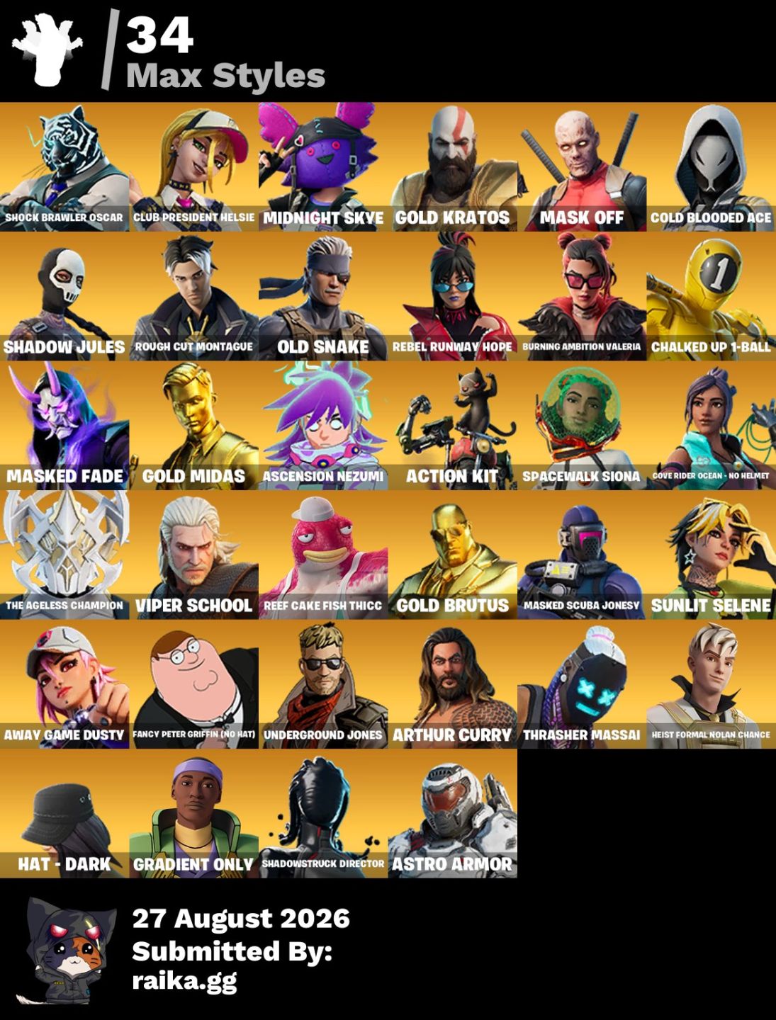 CONTA(129 skins)| Gold Kratos | Gold Midas | Pitch Patroller