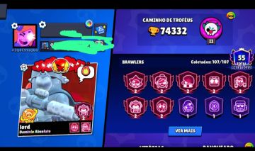 CONTA BRAWL STARS COMPLETÍSSIMA 74 MIL+ TROFÉUS!