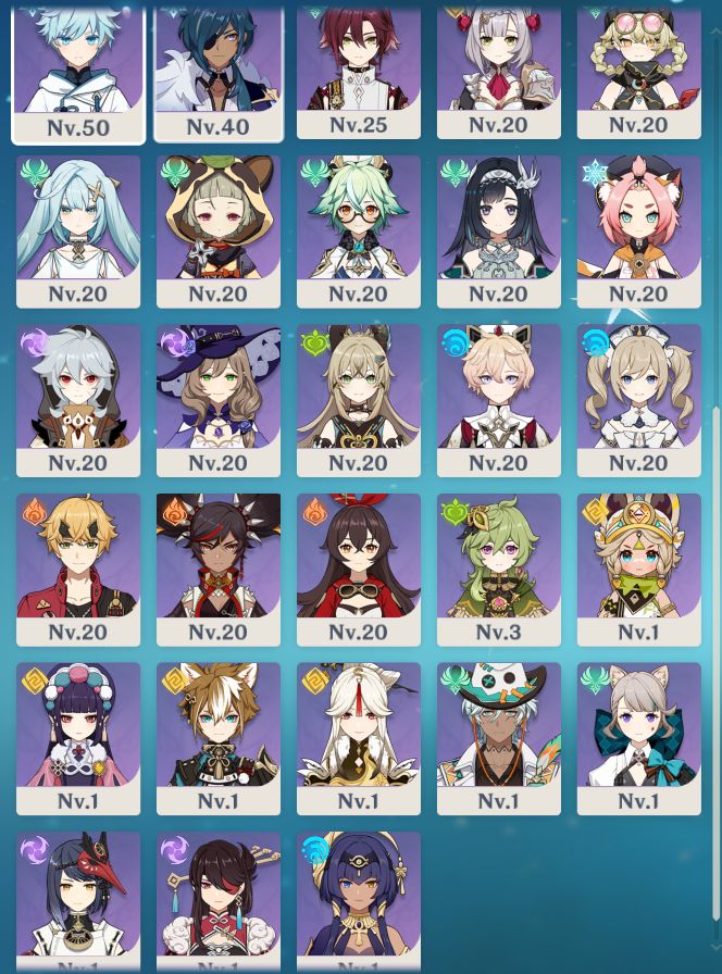 CONTA AR55 COM SKIRK, LAUMA, NEFER, XIAO, YOIMIYA, KAZUHA, FURINA, TARTAGLIA