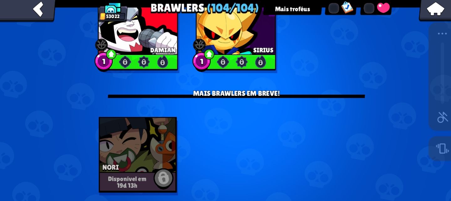 Conta de brawl com 53k de troféus,104 brawlers e skins raras