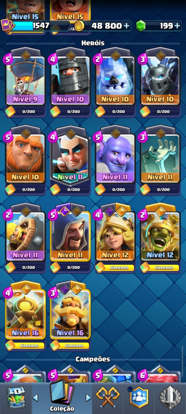 CONTA CLASH ROYALE COMPLETA 122/122 cartas coleção completa