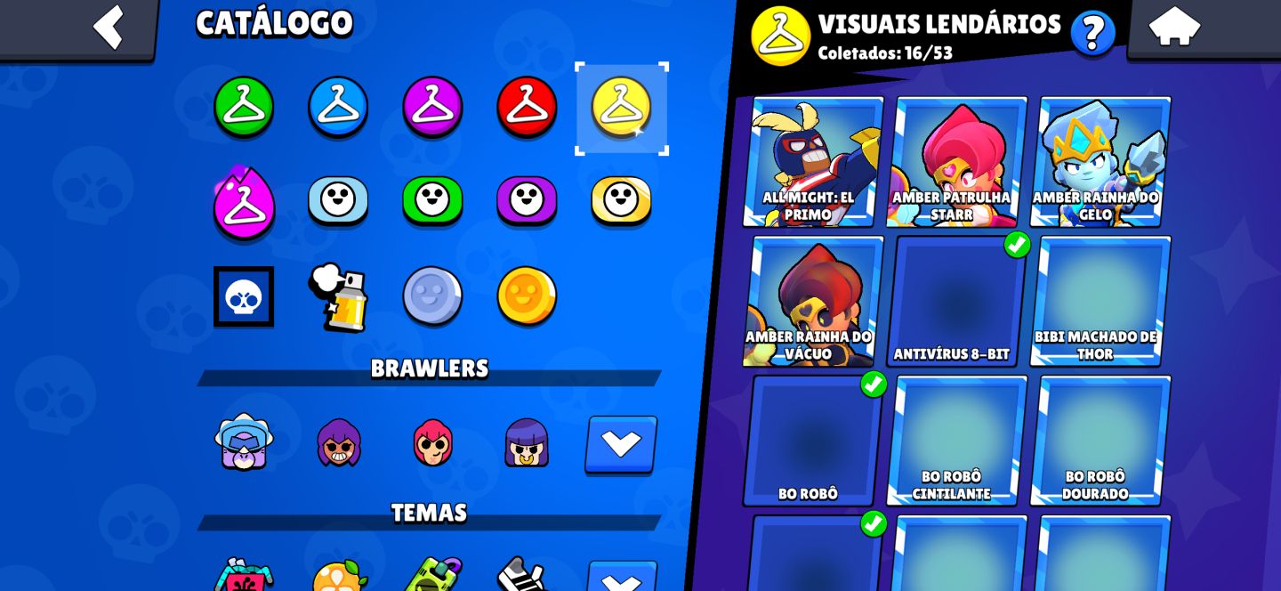 Conta Brawl Stars 60k troféus com 367 skins e com algumas skins raras