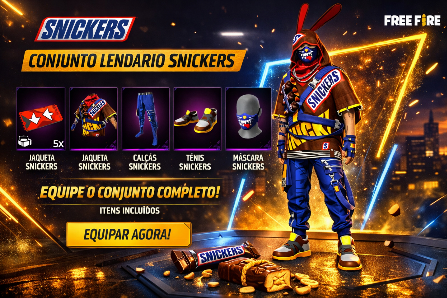 CODIGUIN SNICKERS FREE FIRE (ENTREGA AUTOMATICA) 100% VERIFICADO GGMAX