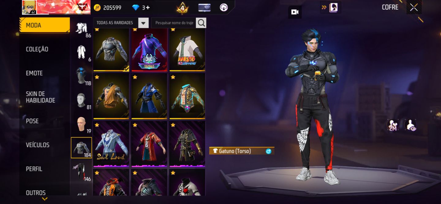 Conta de Free Fire com angelical vermelha