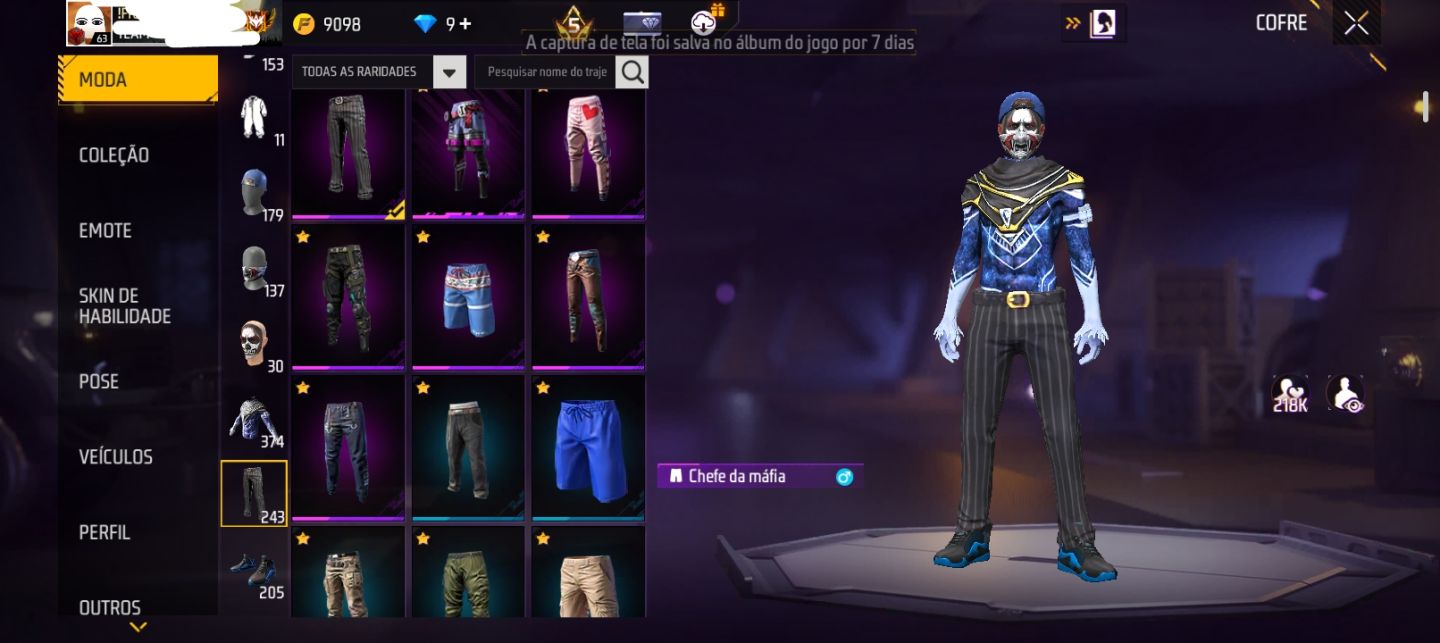 Conta de free fire com passe do thurzin e bandeirão
