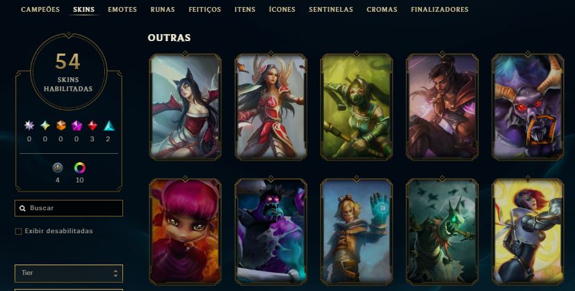 CONTA PLATINA 4 / 13 SKINS / LUX CÓSMICA / BROLAF / TRYNDAMERE LUA SANGRENTA