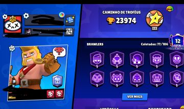 CONTA BRUTA BRAWL STARS | 23.9K TROFÉUS | 77 BRAWLERS | Jessie Escarlate + BullR