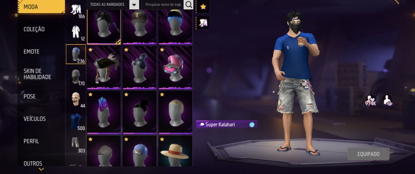 Conta de Free Fire nível 70 rara, com várias skin de arma att