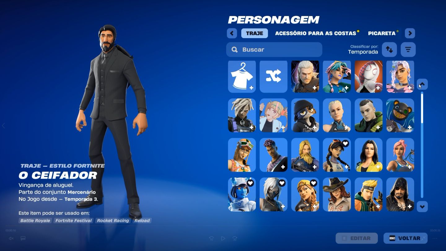 Conta Fortnite OG Season 3 com várias skins