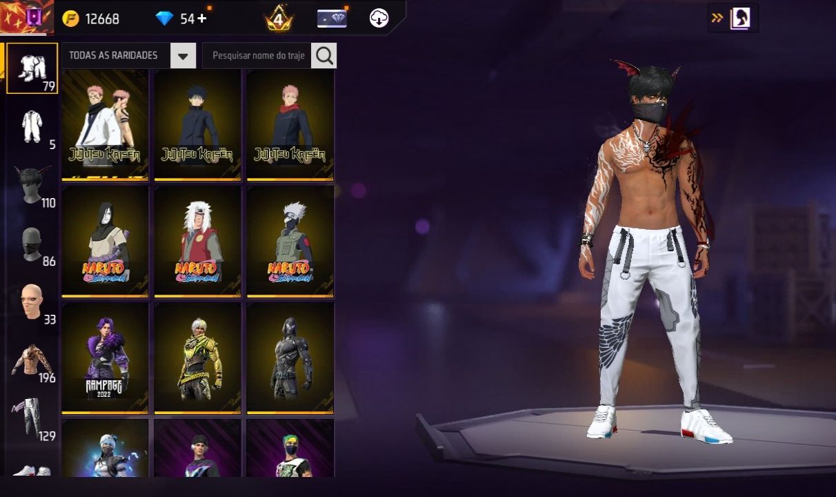FREE FIRE LV 57 | 12.668 OUROS | 1.288 CURTIDAS | CONTA COMPLETA