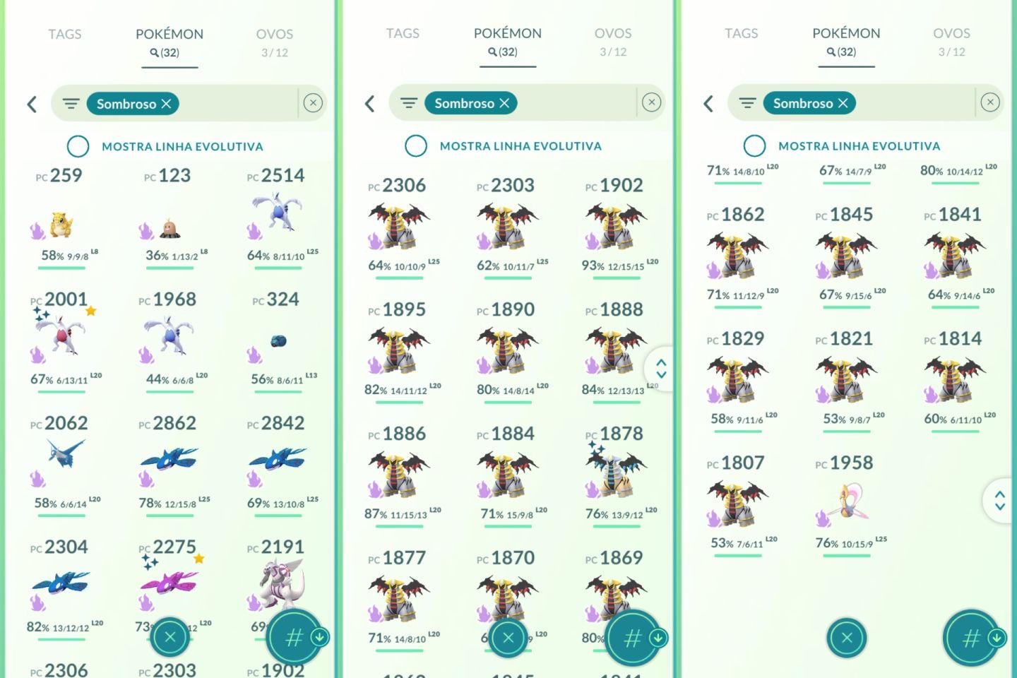 CONTA COLECIONADOR COM SHUNDO +12 LENDÁRIOS SHINY 3 100% E MT FUNDO - POKEMON GO