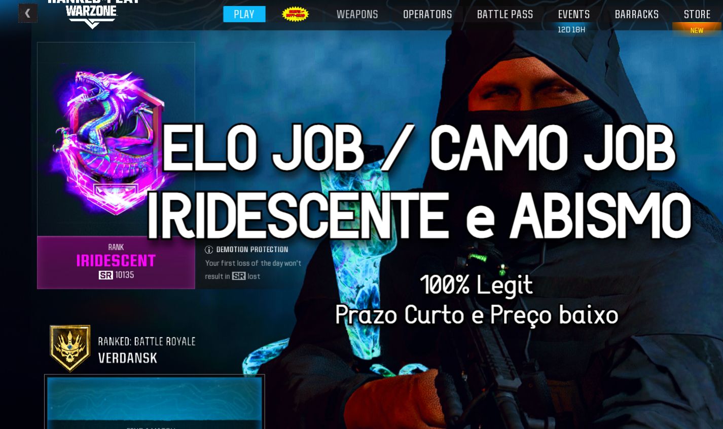 Elo Job Ranked Warzone - até o Iridescente em Rebirth(Ressurgência) ou Verdansk!