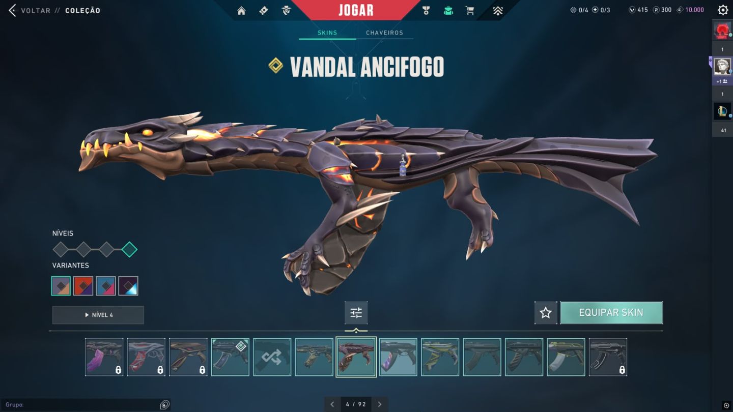 Conta valorant prata diversas skins