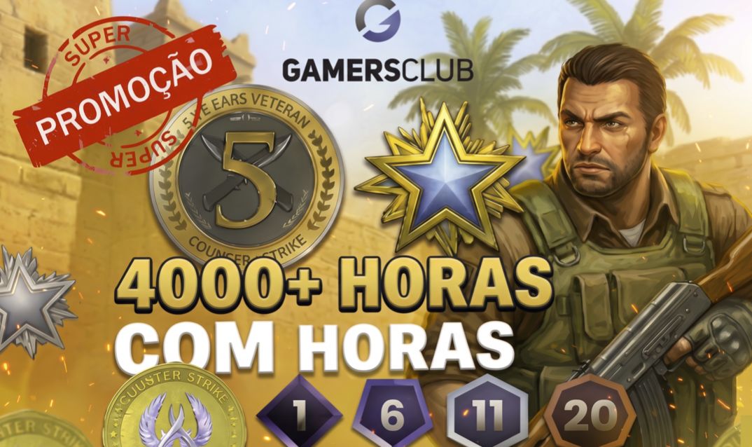 CONTAS CS2 PRIME c/GAMERSCLUB (MEDALHAS + COMPROVANTE + HORAS)
