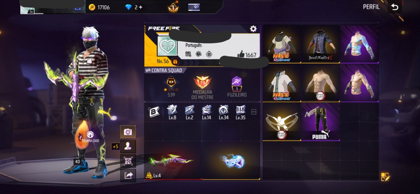 Conta de free fire com angelical puma