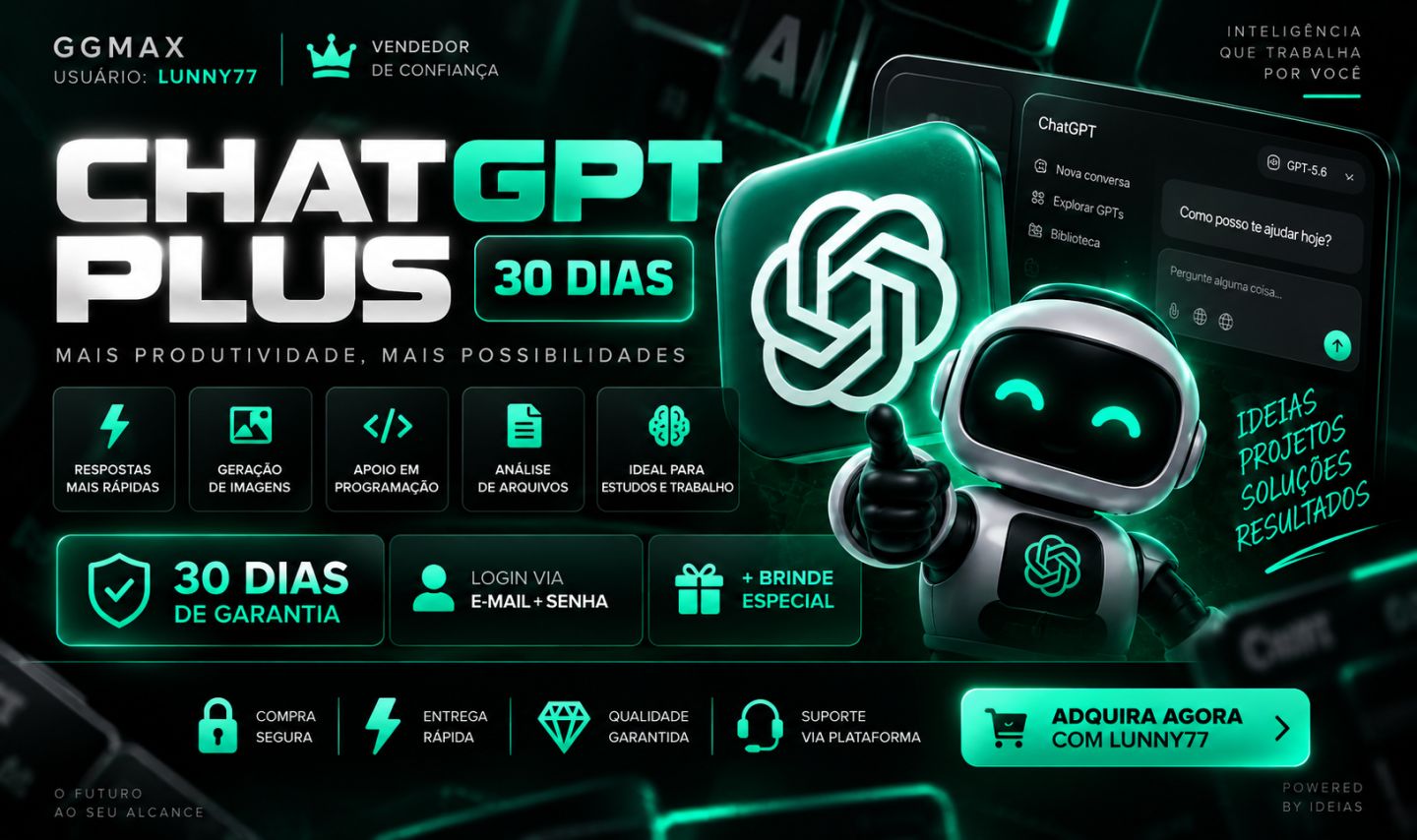 CHATGPT PLUS PRIVADO 30 DIAS | ACESSO EXCLUSIVO + GARANTIA