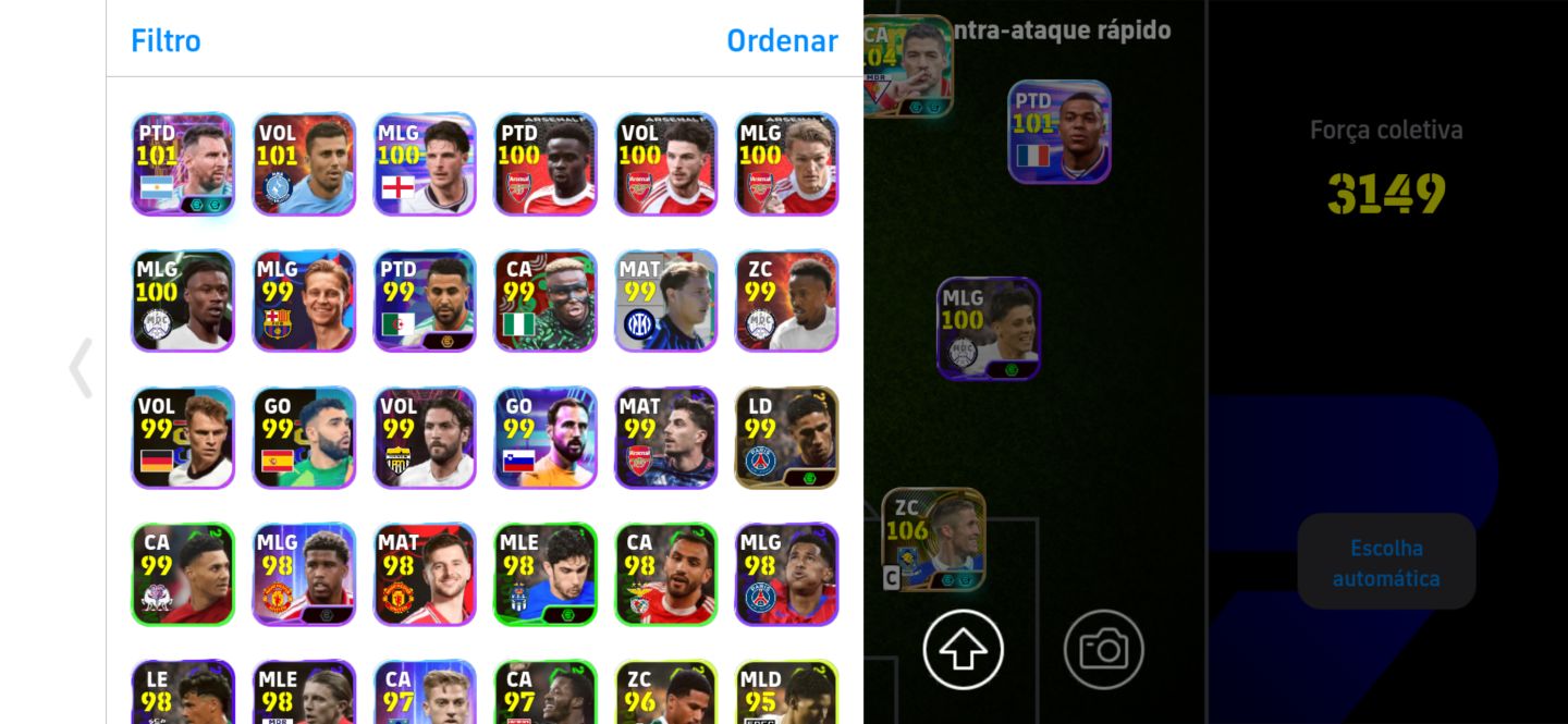 Conta de efootball com novo zagueiro 106 e raridades