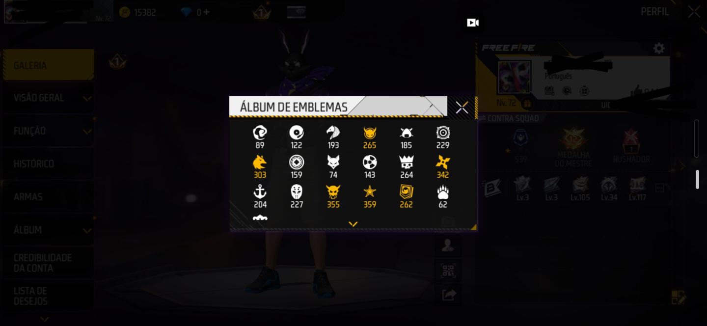 CONTA DE FREE FIRE UMP ARTE DA GUERRA