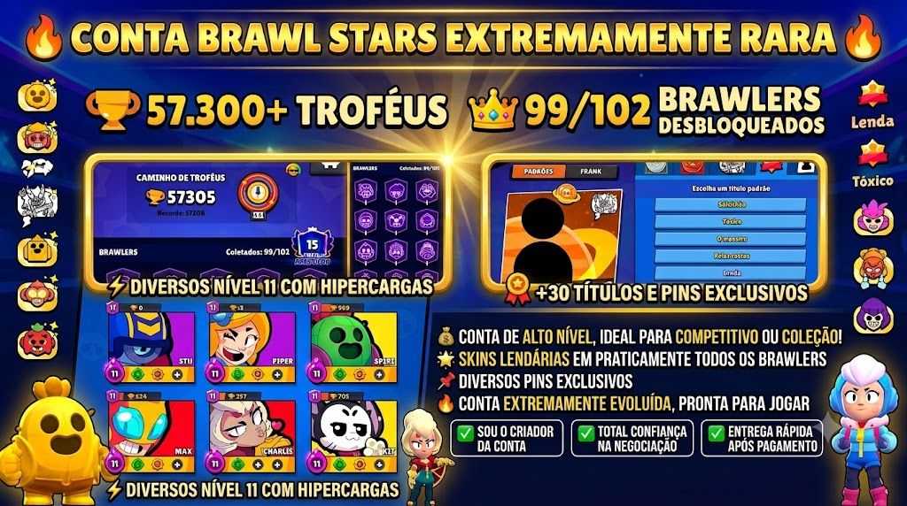 CONTA BRAWL STARS EXTREMAMENTE RARA