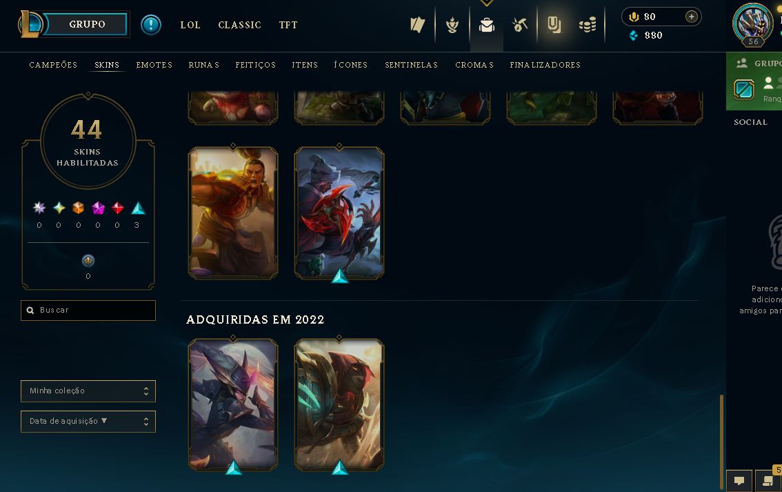 LOL SMURF | ESCOLHA SUA CONTA | ATÉ 45 SKINS | RANQUEADA LIBERADA